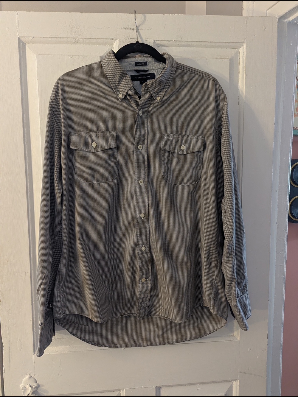 Tommy Hilfiger Gray Button-Down Pocket Shirt